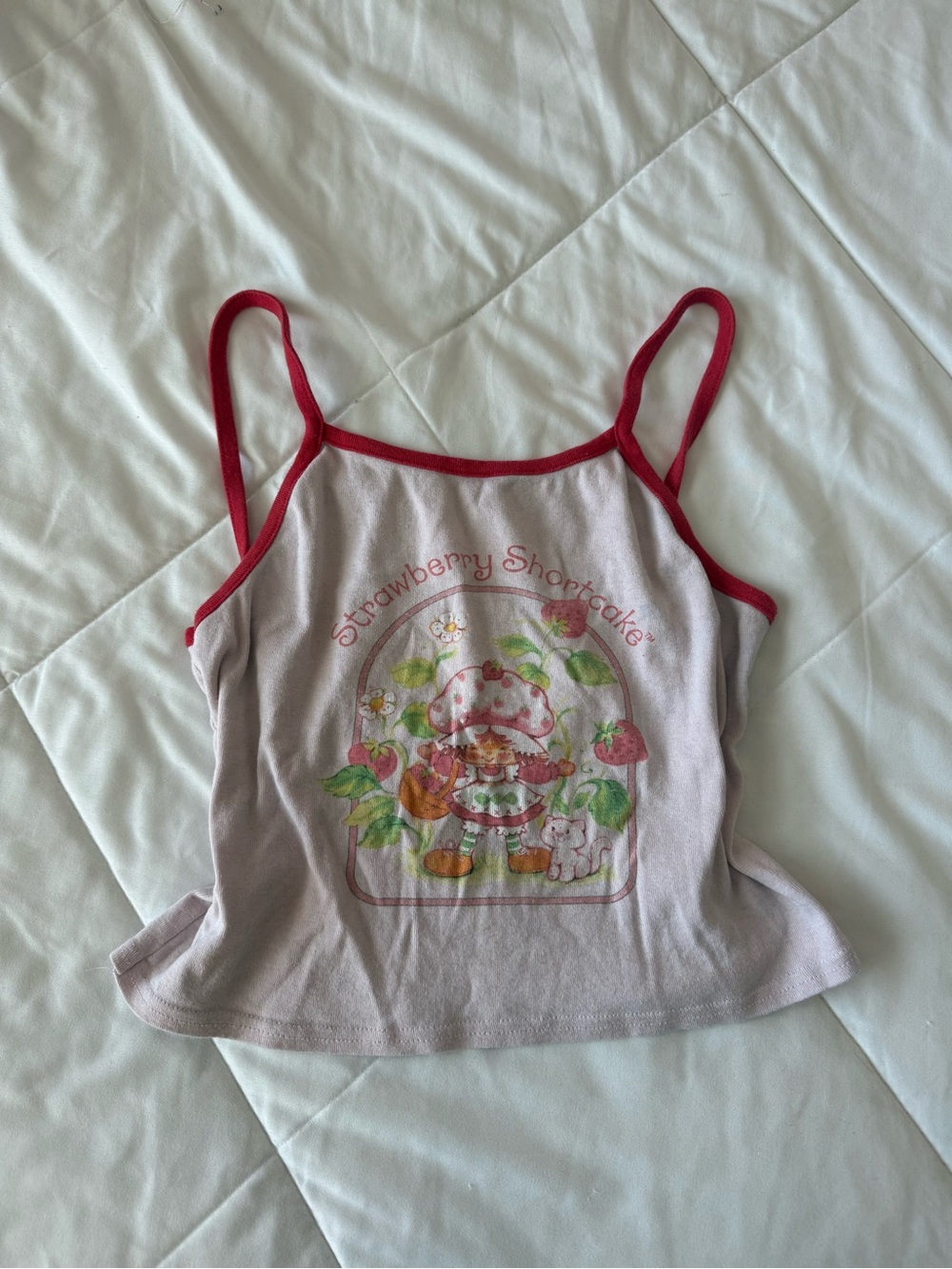 Strawberry Shortcake Pink Graphic Cami with Red Trim